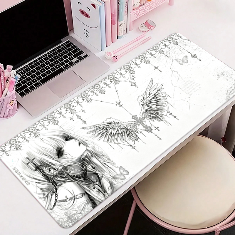 Gaming Accessories For Gaming Desk - 가죽 마우스 패드 블랙 화이트 애니메이션