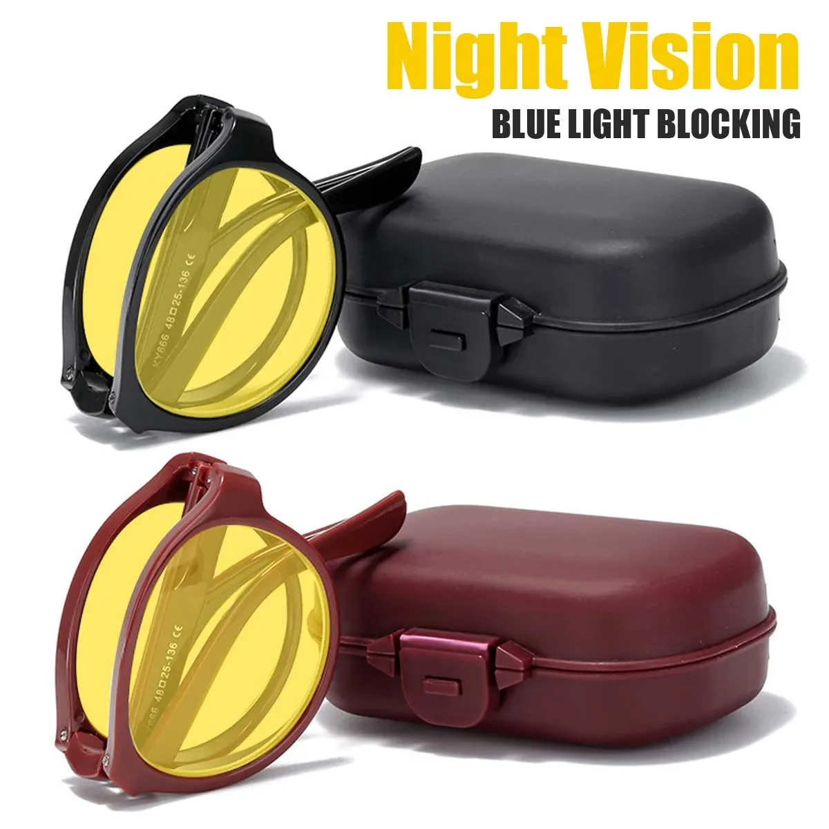 남성 여성을위한 상자가있는 접이식 야간 투시경 안경 자 - Gaming Glasses Tinted 리뷰 및 가격